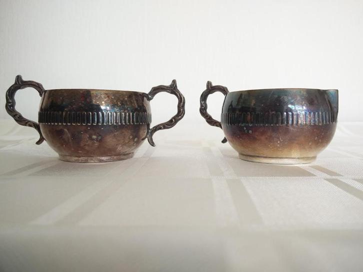 Ongepoetst Roomstel van viking plate silver ( zilver) plated, Antiek en Kunst, Antiek | Goud en Zilver, Zilver, Ophalen of Verzenden