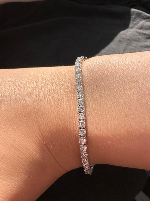18 cm mossinte Tennisarmband – 925 Zilver – GRA Certificaat, Sieraden, Tassen en Uiterlijk, Armbanden, Nieuw, Zilver, Ophalen of Verzenden