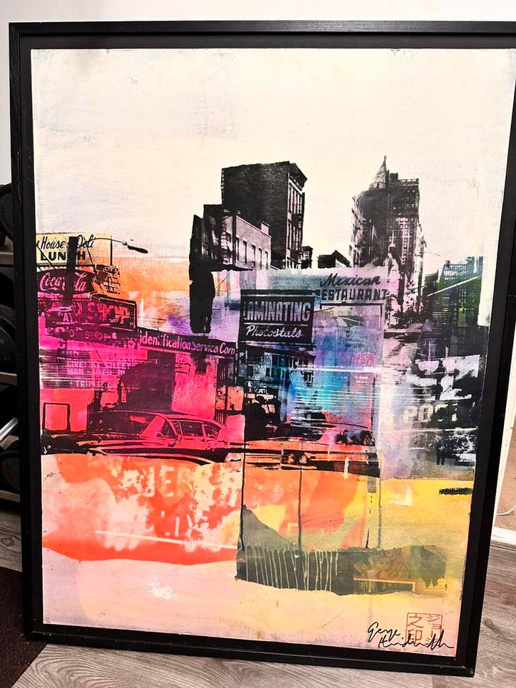 George Heidweiller - Pink Avenue, Antiek en Kunst, Kunst | Schilderijen | Modern, Ophalen