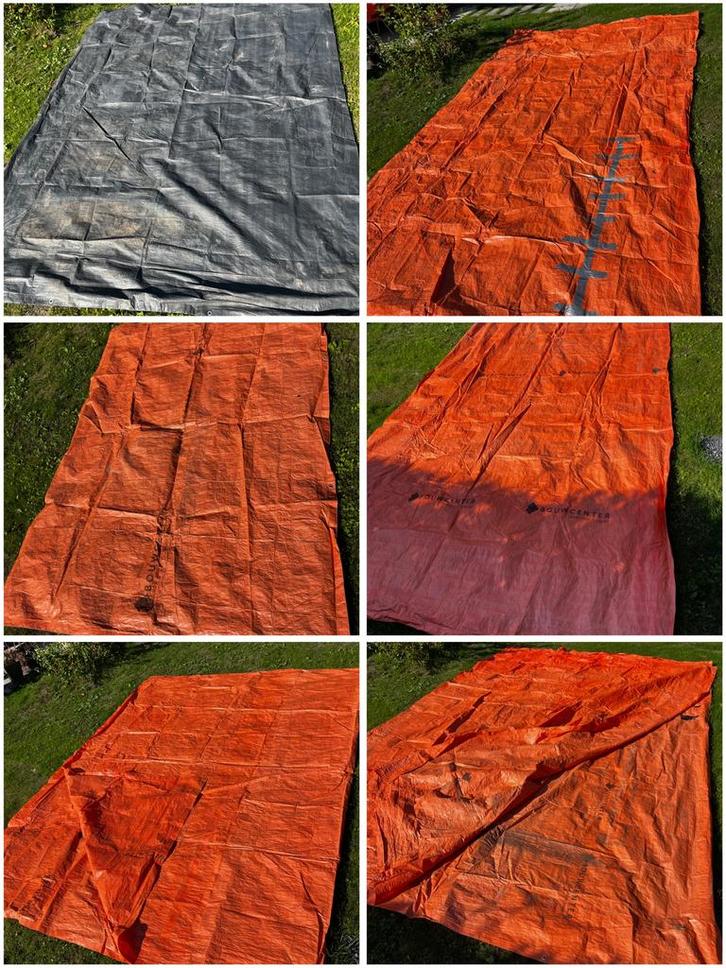 Zes stuks; dekzeil / bouwzeil / zeil / afdekzeil, Doe-het-zelf en Verbouw, Zeil en Folie, Gebruikt, Zeil, 15 m² of meer, Ophalen