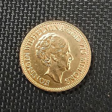 Gouden tientje 10 Gulden Wilhelmina 1933 verguld naslag beschikbaar voor biedingen