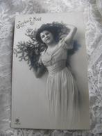 Antieke Franse Kaart uit 1909 - Dame met Dennentak, Gelopen, Feest(dag), Voor 1920, Verzenden