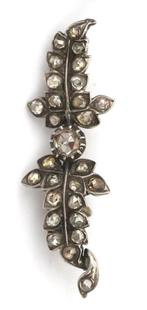 Diamant broche Hollands circa 1880, Ophalen, Zilver, Broche, Met edelsteen