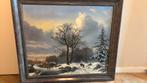 Winterlandschap naar W. Bodeman – Olieverf op doek met lijst, Antiek en Kunst, Kunst | Schilderijen | Klassiek, Ophalen of Verzenden