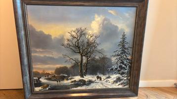 Winterlandschap naar W. Bodeman – Olieverf op doek met lijst beschikbaar voor biedingen