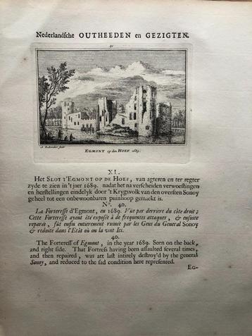 040 / Egmond op de Hoef Kopergravure 1725 beschikbaar voor biedingen