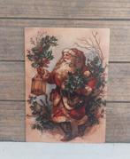 Vintage look kerst-kaart kerstman met lantaarn & hulst, Ophalen of Verzenden, 1980 tot heden, Ongelopen, Feest(dag)
