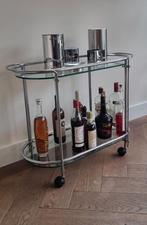 Vintage Serveerwagen / Barcart Chroom & Glas, Huis en Inrichting, Tafelonderdelen, Ophalen, Minder dan 50 cm, Gebruikt, 50 tot 100 cm