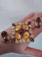 1960 vintage grote set broche oorclips retro, gemerkt, Sieraden, Tassen en Uiterlijk, Antieke sieraden, Ophalen of Verzenden, Overige materialen