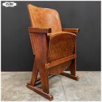 Bioscoop stoelen met lederen bekleding, Huis en Inrichting, Stoelen, Ophalen, Gebruikt, Bruin, Hout