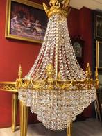 Kristallen kroonluchter / zakkroonluchter antiek barok goud, Ophalen of Verzenden