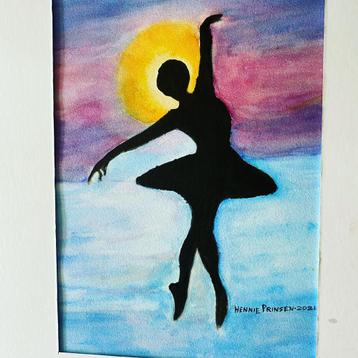 Aquarel Danseres Silhouet - Hennie Prinsen 2021 beschikbaar voor biedingen