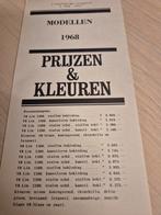 1968 Nederlands Volkswagen kleur en prijslijst Karmann Ghia, Ophalen of Verzenden, Zo goed als nieuw, Volkswagen