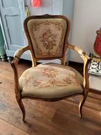 Vintage stoel Versaille frans geborduurd bloemen groen, Antiek en Kunst, Curiosa en Brocante, Ophalen of Verzenden