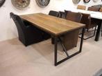 ‼️NIEUW! In doos! Eettafel 4 prs. Industrieel/Teakhout, Ophalen, Nieuw, 50 tot 100 cm, Vijf personen of meer