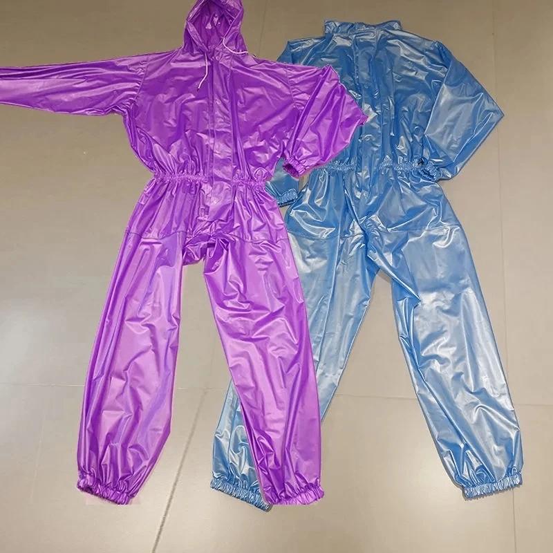 PVC catsuit heren / regenpak blauwe paarse roze, Verzenden, Nieuw, Overige maten, Kleding
