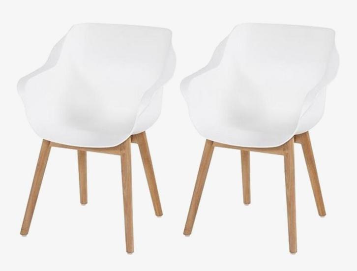 2 Hartman Sophie Royal White Tuinstoel Teakhouten Onderstel, Huis en Inrichting, Stoelen, Gebruikt, Twee, Wit, Ophalen