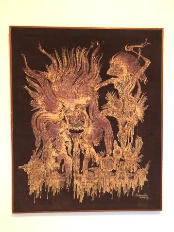 Vintage batik schilderij beschikbaar voor biedingen