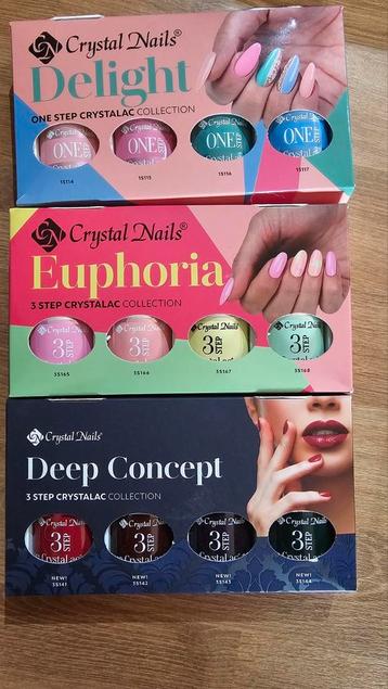 Te koop 3 kits van 4 flesjes gellak van Crystal Nails beschikbaar voor biedingen