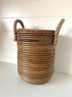 Rieten rotan Mand met Touw Handvatten van der leden, Gebruikt, Mand, Rond, Ophalen of Verzenden