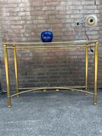 Glass en brass side table, Ophalen of Verzenden, 25 tot 50 cm, Rechthoekig