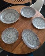 Set van 5 Marokkaanse Schalen en borden, Porselein of Keramiek, Schaal, Rond, Ophalen of Verzenden