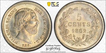 Nederland. Willem III. 5 Cent 1862 PCGS MS63 aanbieding beschikbaar voor biedingen