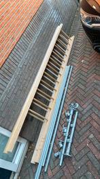 Houten ladder van circa 3 meter, Doe-het-zelf en Verbouw, Ladders en Trappen, Ophalen, Zo goed als nieuw, 4 meter of meer
