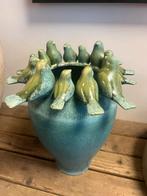 Vogeltjes vaas, Huis en Inrichting, Woonaccessoires | Vazen, Blauw, Aardewerk of Porselein, Ophalen of Verzenden, Zo goed als nieuw