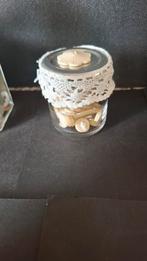 Brocant glazen potje met oude knopen 5hg 5 doorsnee, Antiek en Kunst, Curiosa en Brocante, Ophalen of Verzenden