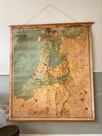 Oude schoolplaat op linnen oud Nederland (groot), Ophalen of Verzenden, Aardrijkskunde