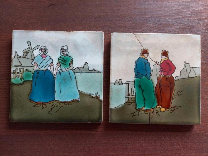 Antieke Tegels Boizenburg- Set van 2, Antiek en Kunst, Antiek | Wandborden en Tegels, Ophalen of Verzenden