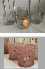 Nieuw Brocante / glazen waxinelichthouders / windlichten, Antiek en Kunst, Curiosa en Brocante, Ophalen of Verzenden