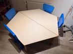 Trapezium groepstafel Schilte + IKEA stoeltjes, Ophalen, Gebruikt, Tafel(s) en Stoel(en)