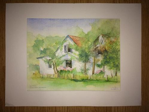 Aquarel van het Huis te Spijk (Velserbroek) | Henk Hofstede?, Antiek en Kunst, Kunst | Schilderijen | Klassiek, Ophalen of Verzenden