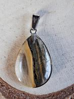 glazen teardrop hanger beige zwart (nr. 09), Sieraden, Tassen en Uiterlijk, Kettinghangers, Ophalen of Verzenden, Nieuw, Glas of Kristal