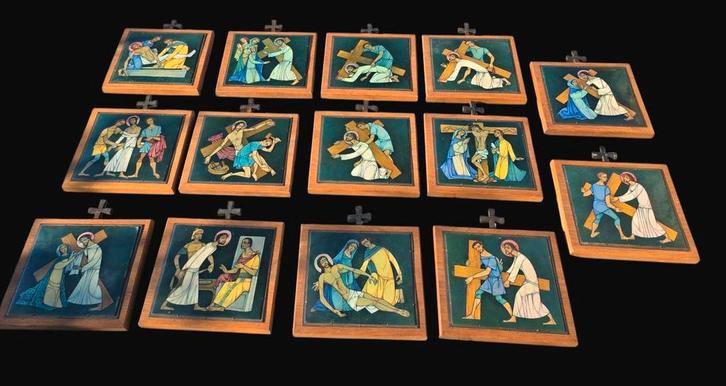 Zeldzaam kunsthandel BORZO De Staties Kruisweg van Christus, Antiek en Kunst, Antiek | Religie, Ophalen of Verzenden