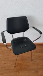 Zwart Chroom armleuning Keukenstoel Eetkamerstoel Retro, Huis en Inrichting, Ophalen, Zwart, Eén, Metaal