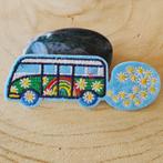 Strijk embleem applicatie Patch Bus met bloemen  Strijk embl