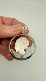 Zilveren hanger van uitgezaagde munt Wilhelmina., Ophalen of Verzenden, Zo goed als nieuw, Zilver