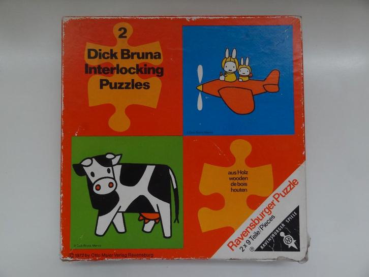 A842 Zeldzame Dick Bruna Houten Puzzel Koe Vliegtuig Nijntje, Kinderen en Baby's, Speelgoed | Kinderpuzzels, Gebruikt, 2 tot 4 jaar