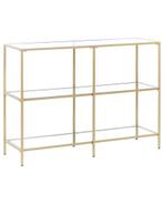 Gouden dressoir of sidetable met glas, Ophalen, 100 tot 150 cm, Klassiek, Zo goed als nieuw