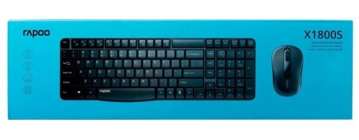 Rapoo X1800S Toetsenbord + Muis Set Draadloos QWERTY Zwart, Computers en Software, Toetsenborden, Nieuw, Qwerty, Draadloos, Toetsenbord en muis-set