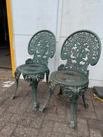2 zware gietijzeren stoelen, smeedijzer, brocante, bistro, Antiek en Kunst, Ophalen of Verzenden