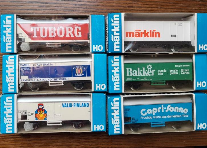 6 gesloten goederenwagens Marklin, Hobby en Vrije tijd, Modeltreinen | H0, Zo goed als nieuw, Wagon, Wisselstroom, Märklin, Ophalen of Verzenden