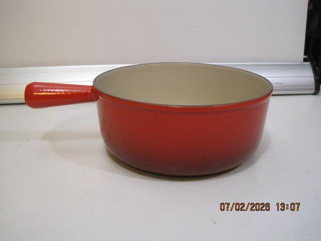 steelpan le creuset ovenschaal 24 cm rood (374), Ophalen of Verzenden, Gebruikt, Gietijzer, Overige typen