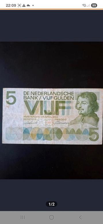 5 Gulden 1966 in een wat mindere kwaliteit.  beschikbaar voor biedingen