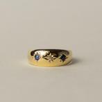 antieke 18 karaat gouden Edwardiaanse starbust ring 1911, Verzenden, Goud, Ring, Met edelsteen
