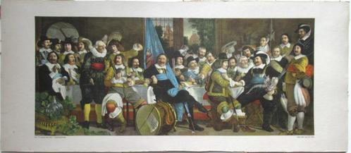 Art prent Schuttersmaaltijd Bartholomeus van der Hels 1648, Antiek en Kunst, Kunst | Litho's en Zeefdrukken, Ophalen of Verzenden