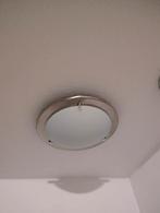Plafondlamp met metalen rand, Huis en Inrichting, Lampen | Plafondlampen, Ophalen of Verzenden, Gebruikt, Glas, Modern